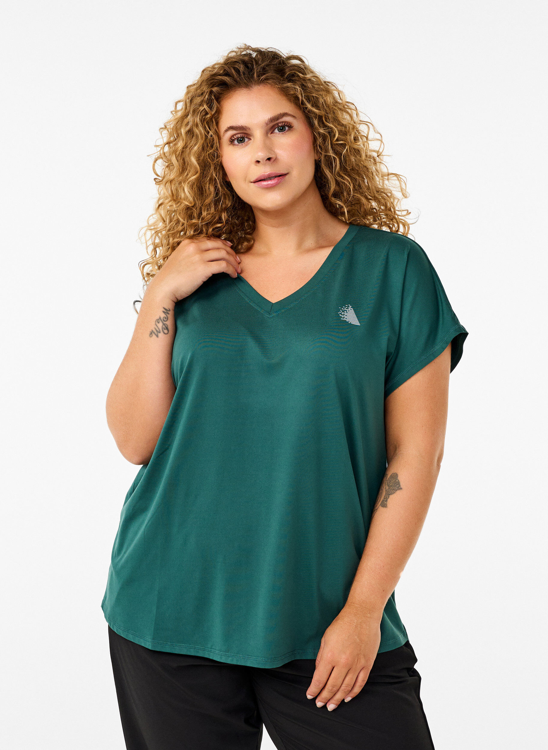 Trænings t-shirt med v-hals