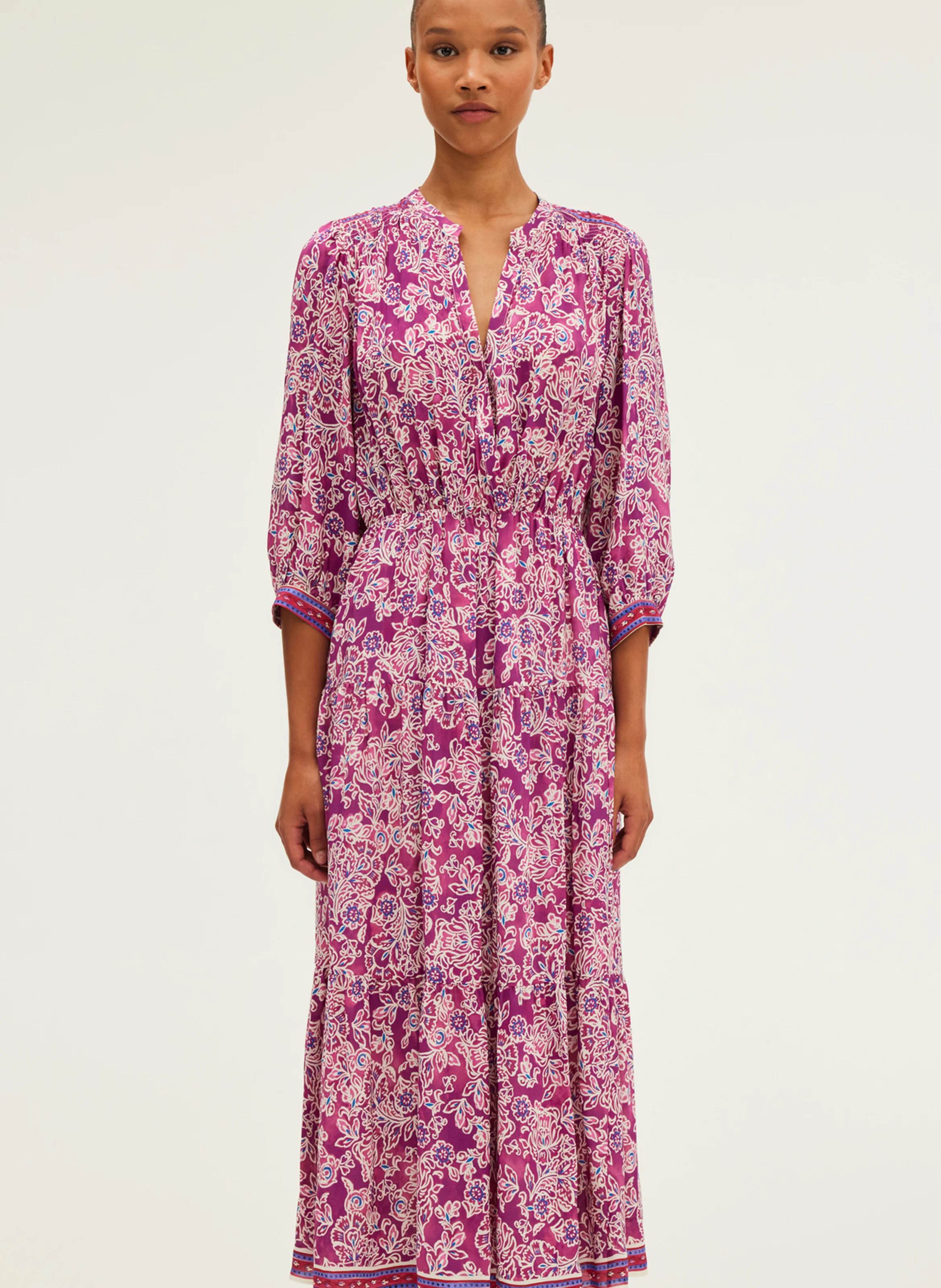 STEPHANN - Robe longue droite à imprimés | Violet