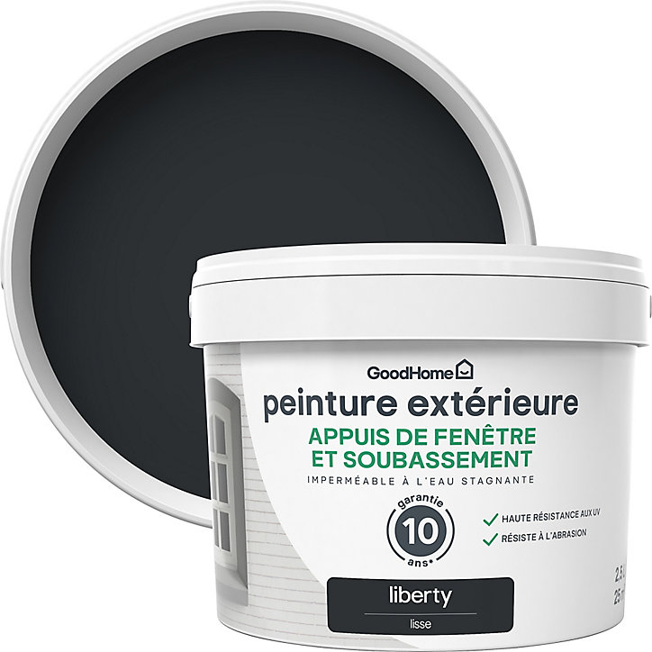 Peinture extérieure appuis de fenêtre GoodHome noir Liberty 2,5L