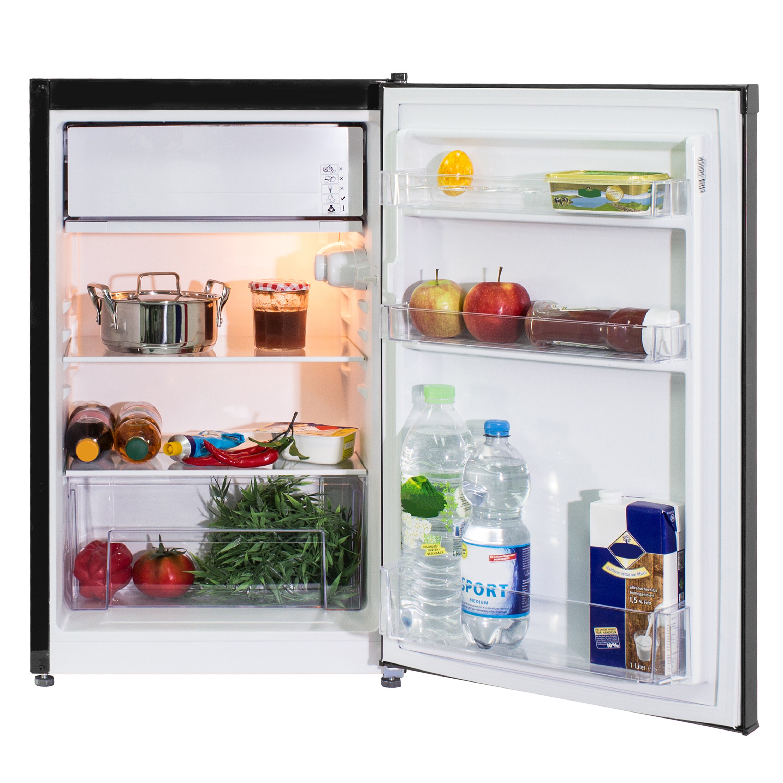 Telefunken CF-33-101-B2 Kühlschrank mit Eiswürfelfach | 89 Liter | LED-Beleuchtung | Mit Gemüsefach