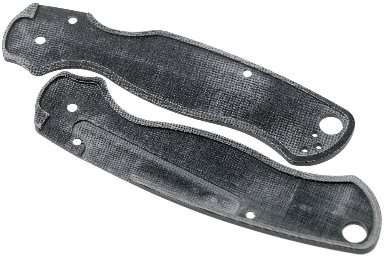 Flytanium Spyderco Paramilitary 2 Lotus Scales, Black Linen Micarta