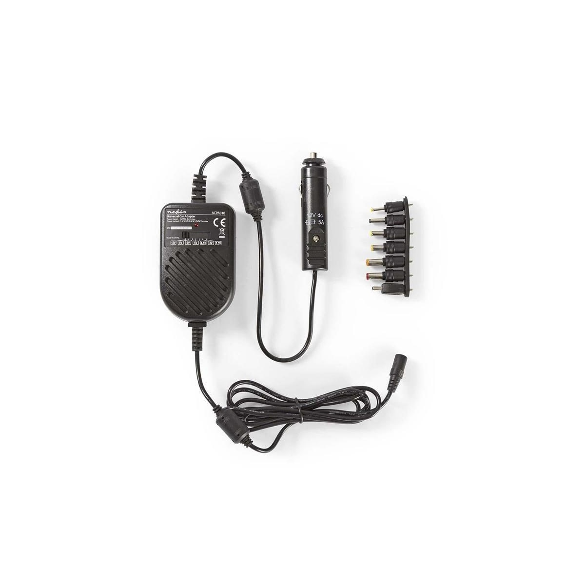 Nedis Universal AC strømadapter | 36 W | 0 - 12 V DC | 1.20 m | 5.0 A | 7 plug(s) | Sort