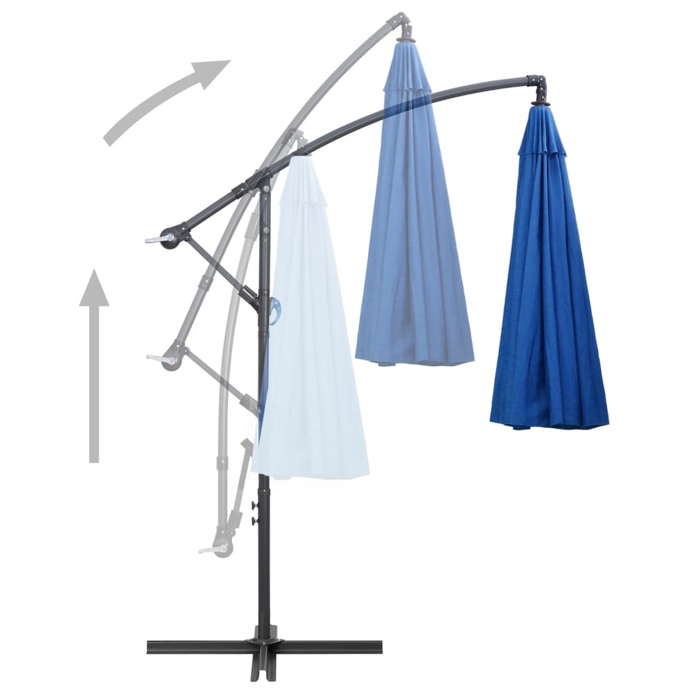 Parasol suspendu 3 m mât en aluminium bleu