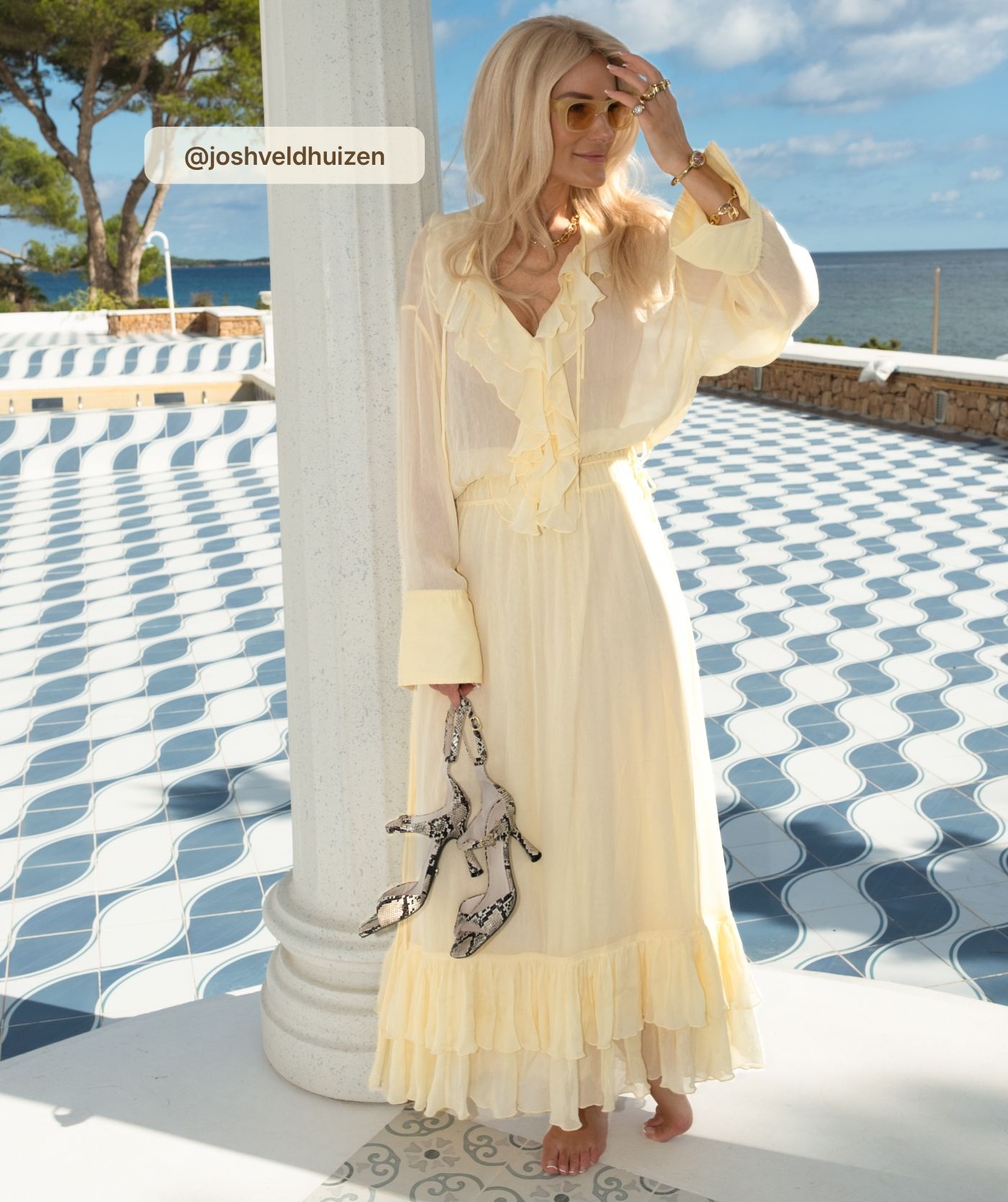 JV-GISELE oversized maxi jurk - butter yellow