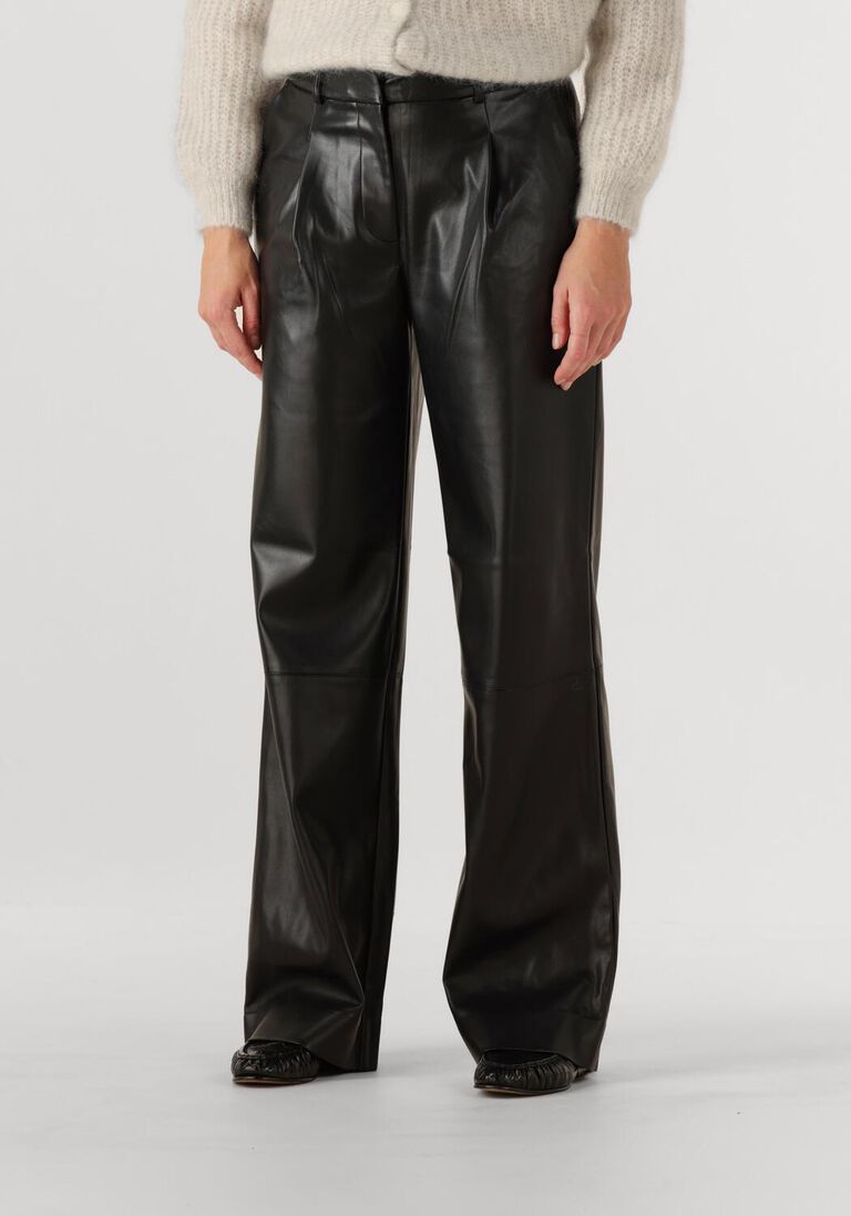 zwarte dante6 wijde broek jules faux leather pants