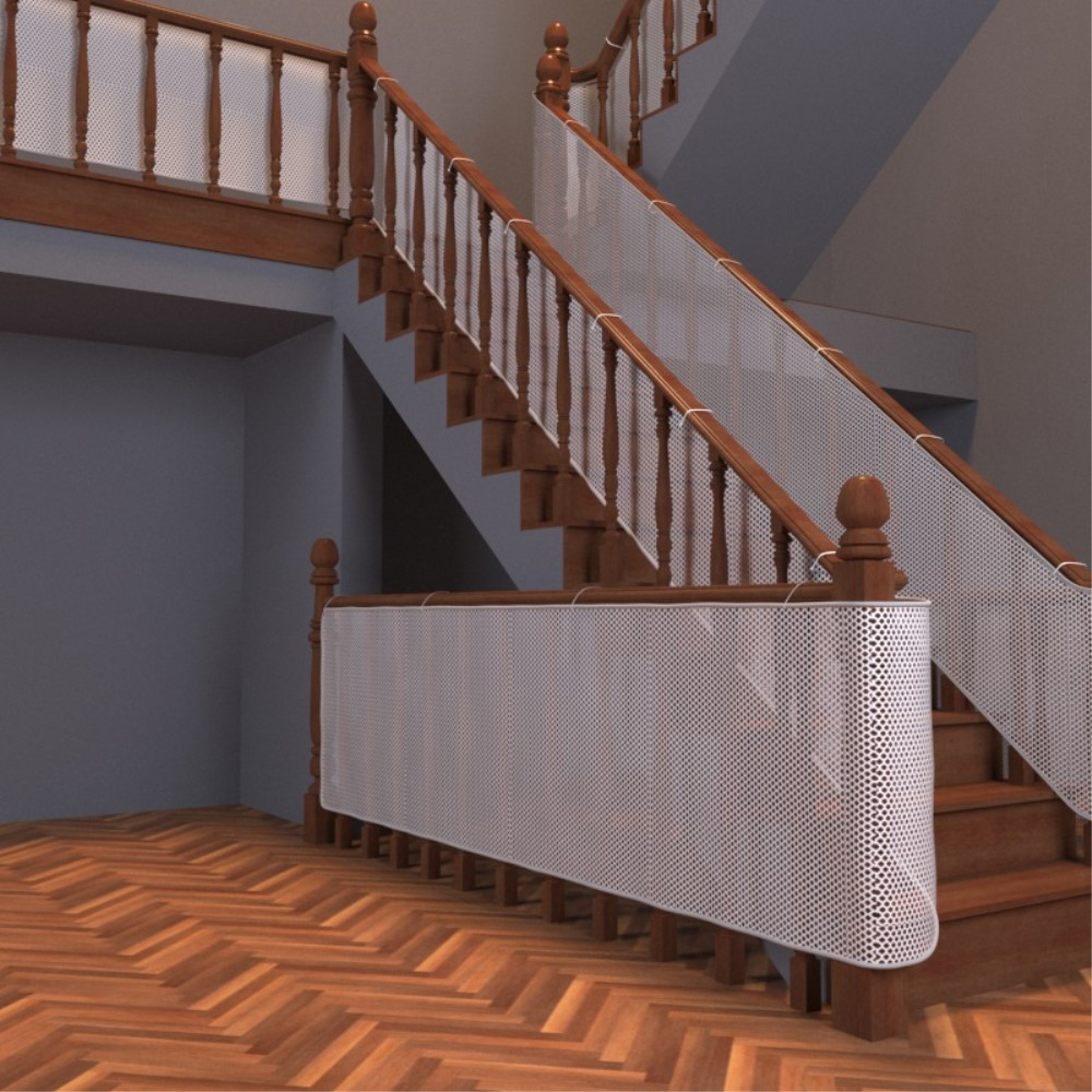 (80x300cm) Kinder Schutz Netz Baby Sicherheitsschutz Treppen / Balkon Geländer Barriere - Weiss
