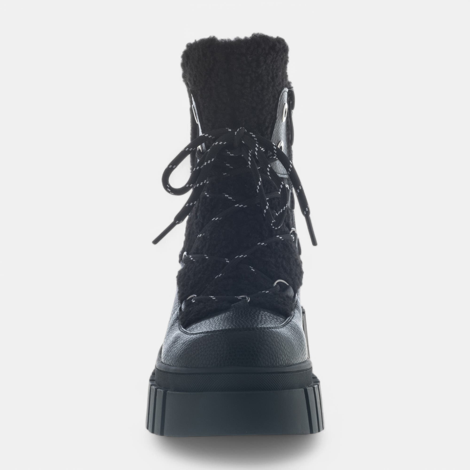 Bottines à lacets à talon compensé Femme noir