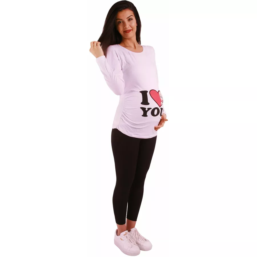 M.M.C. Umstandslangarmshirt I Love You mit Motiv Weiß