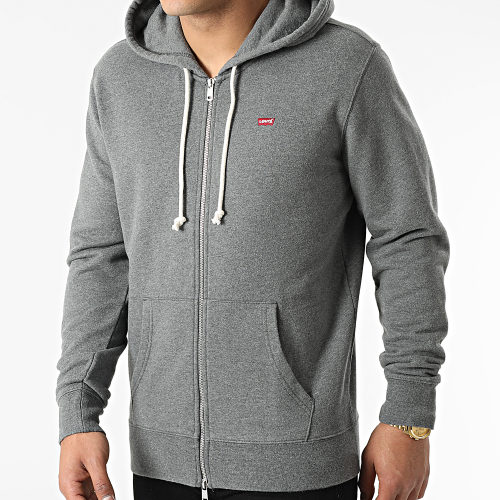 Sweat Capuche Zippé 34584 Gris Chiné