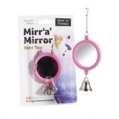 Espelho de brinquedo roxo/prateado para pássaros