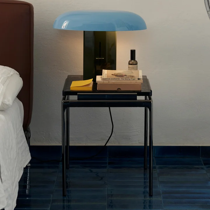 &Tradition - Sett Side Table LN11, Gussglas geräuchert / Chrom dunkel