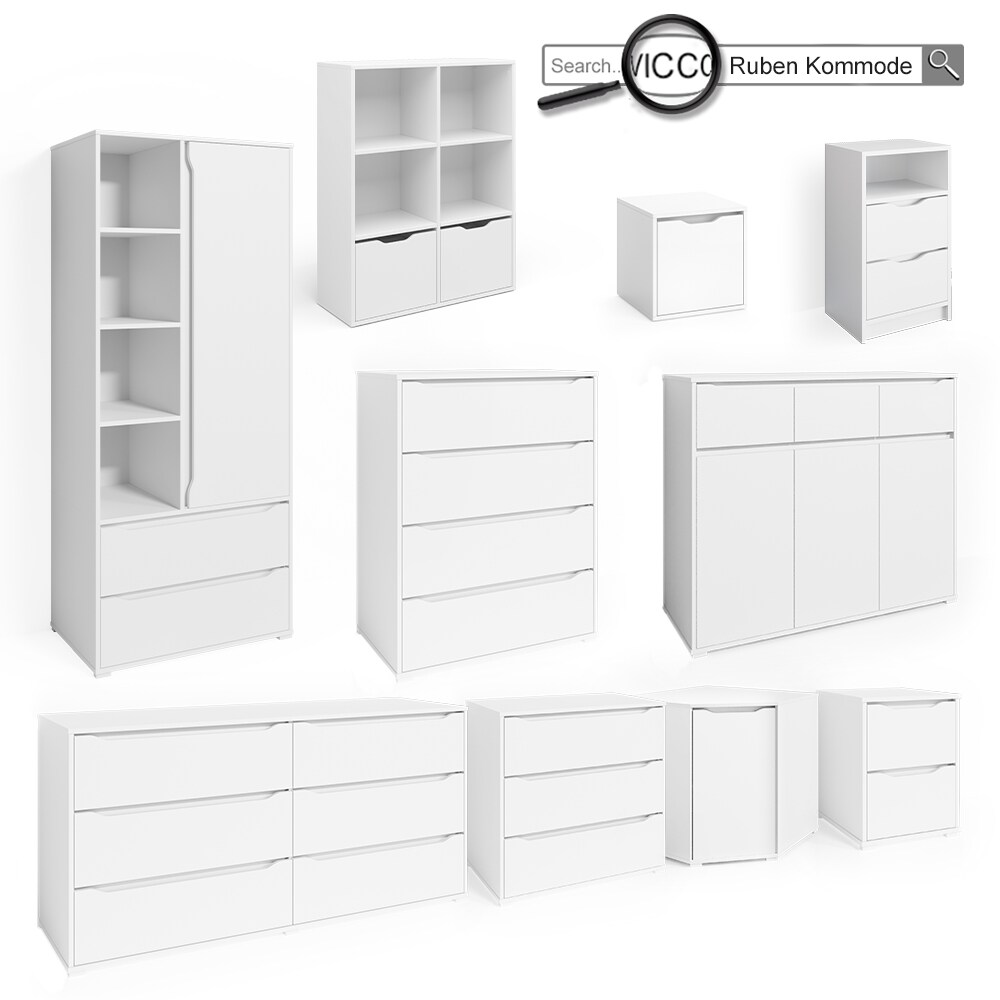 Vicco Kommode Schubladenkommode Highboard Ruben mit Kleiderstange 4 Schubladen