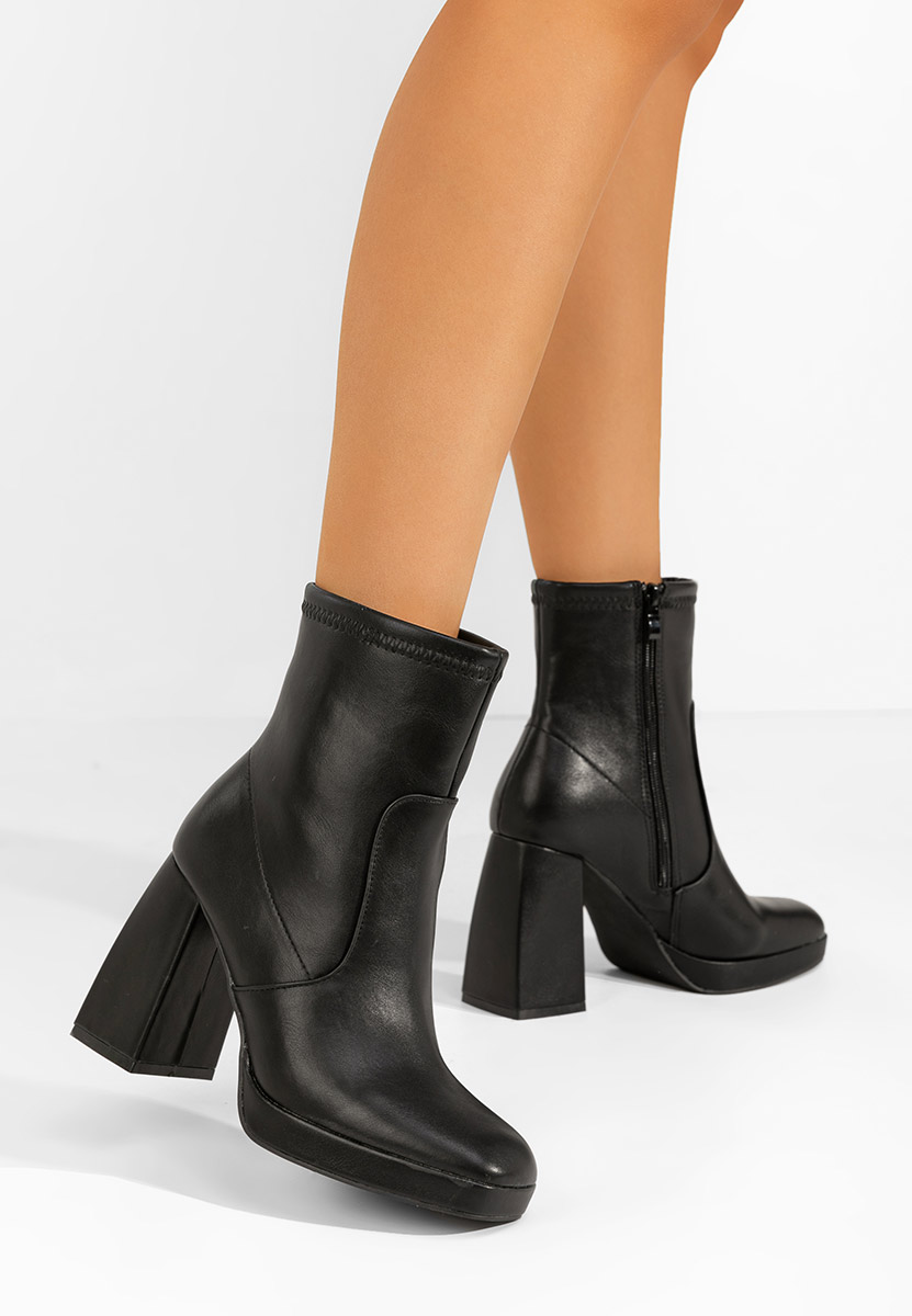 Bottines à gros talon noires Paloma