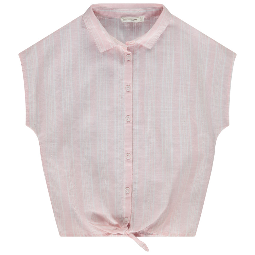 Chemise manches courtes rayée à nouer pour fille