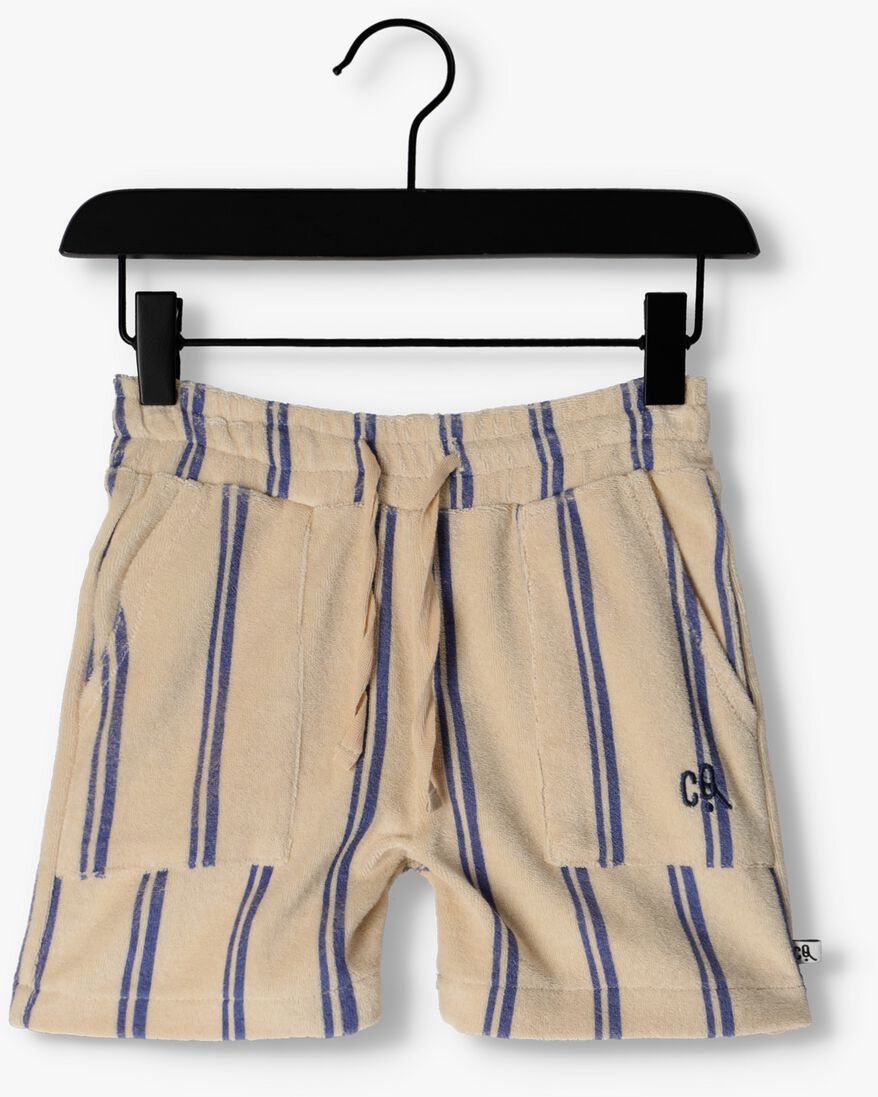 CARLIJNQ beige carlijnq korte broek stripes blue - short loosefit wt embroidery
