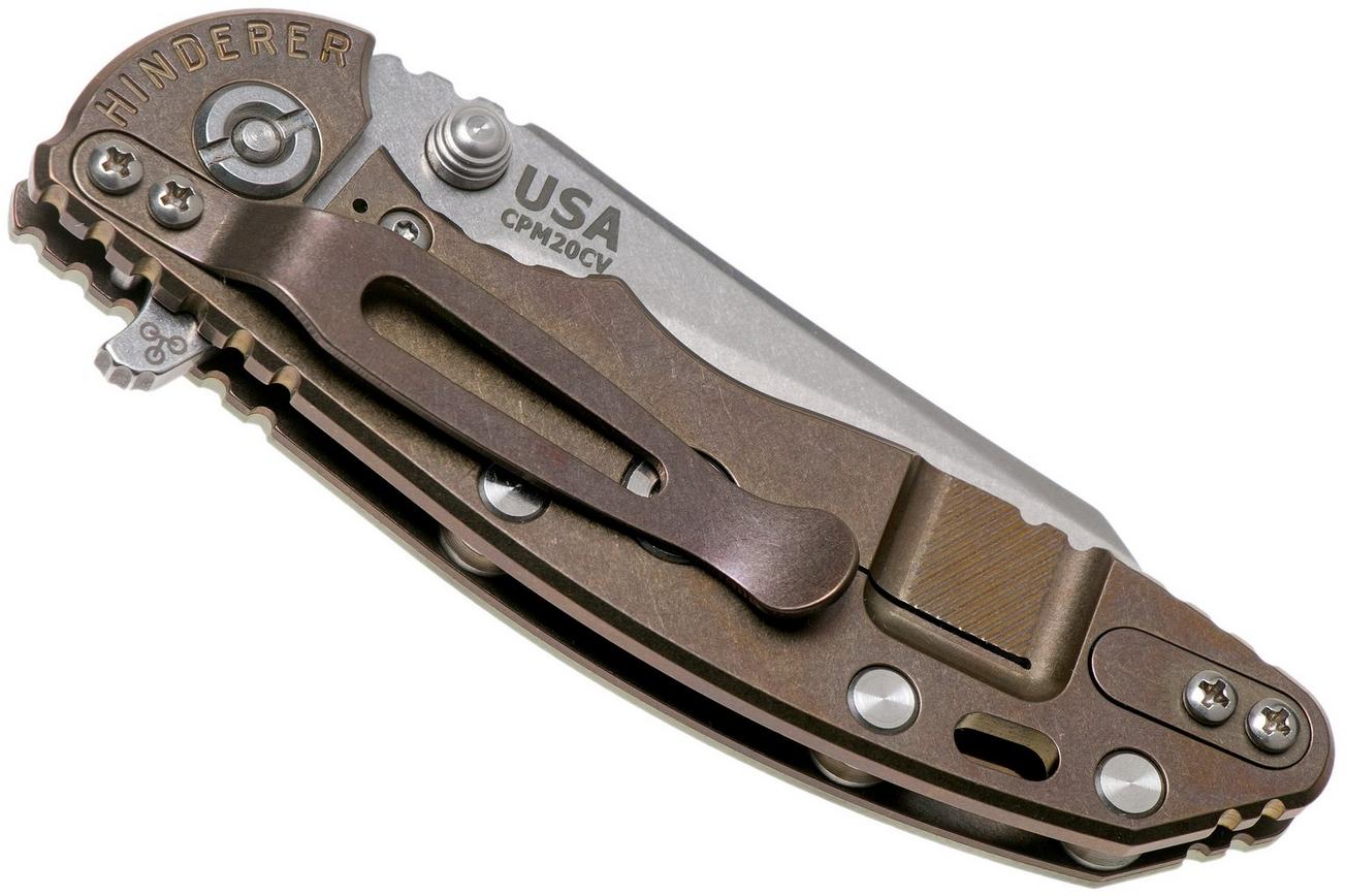 Rick Hinderer XM18 3” Wharncliffe CPM 20CV Stonewash, Bronze, Translucent G10, zakmes