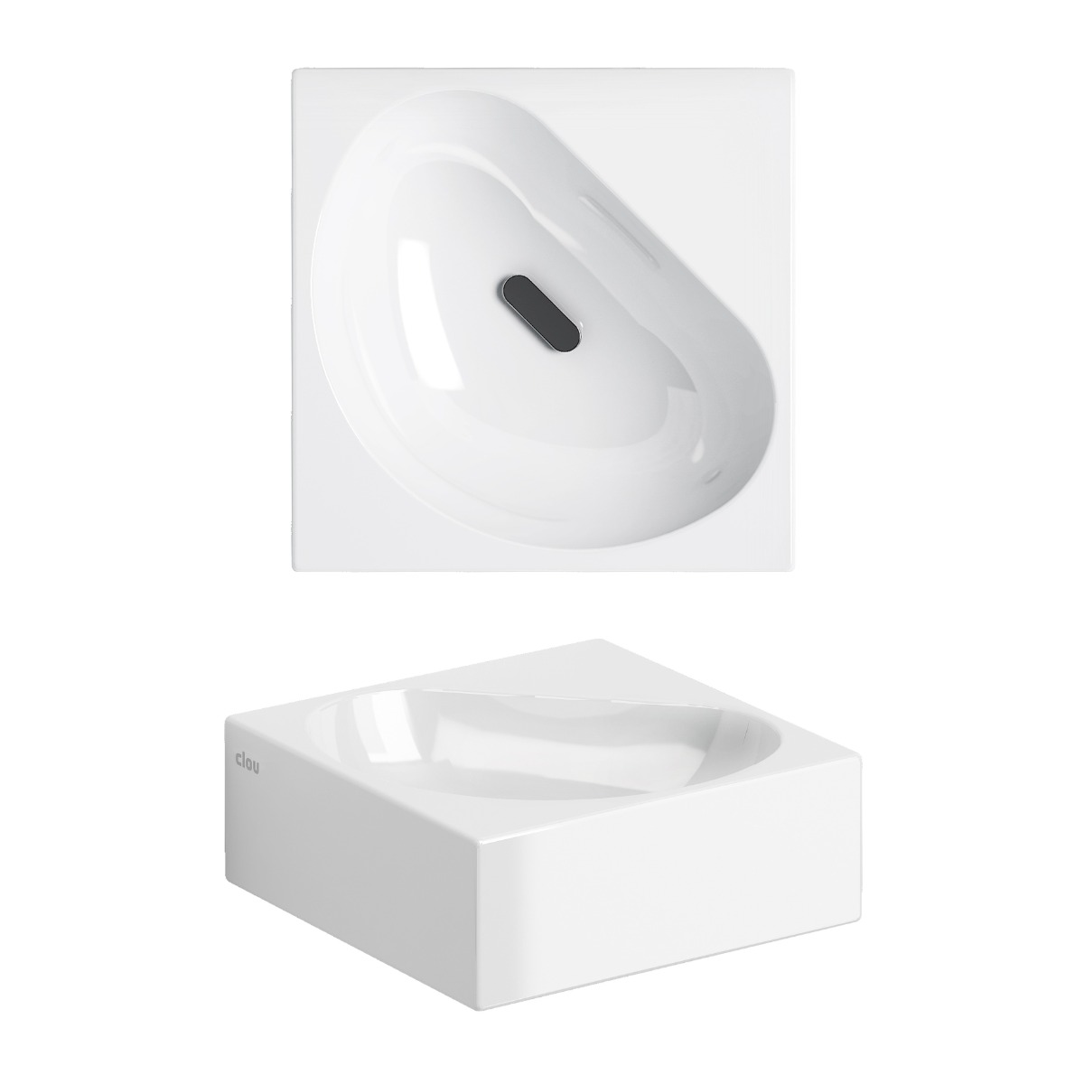 Clou Flush 5 keramische hoekfontein 27cm zonder kraangat wit glans