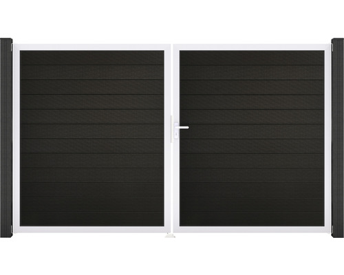 GroJa Flex dubbele poort, rechts, voorgemonteerd, zonder palen, aluminium frame, 300 x 180 cm, zwart