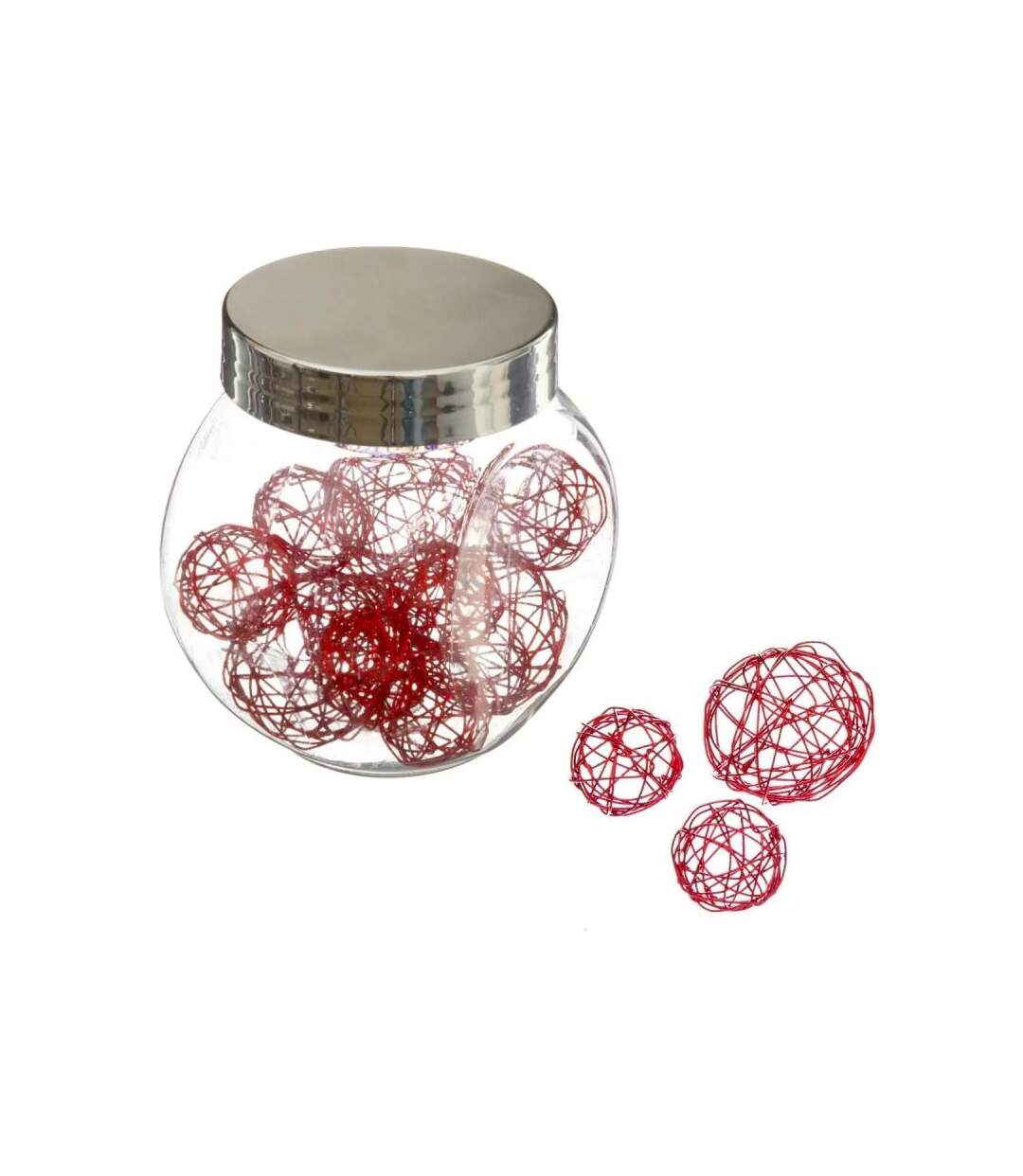 Lot de 10 Boules Déco & Bocal Maison 7cm Rouge