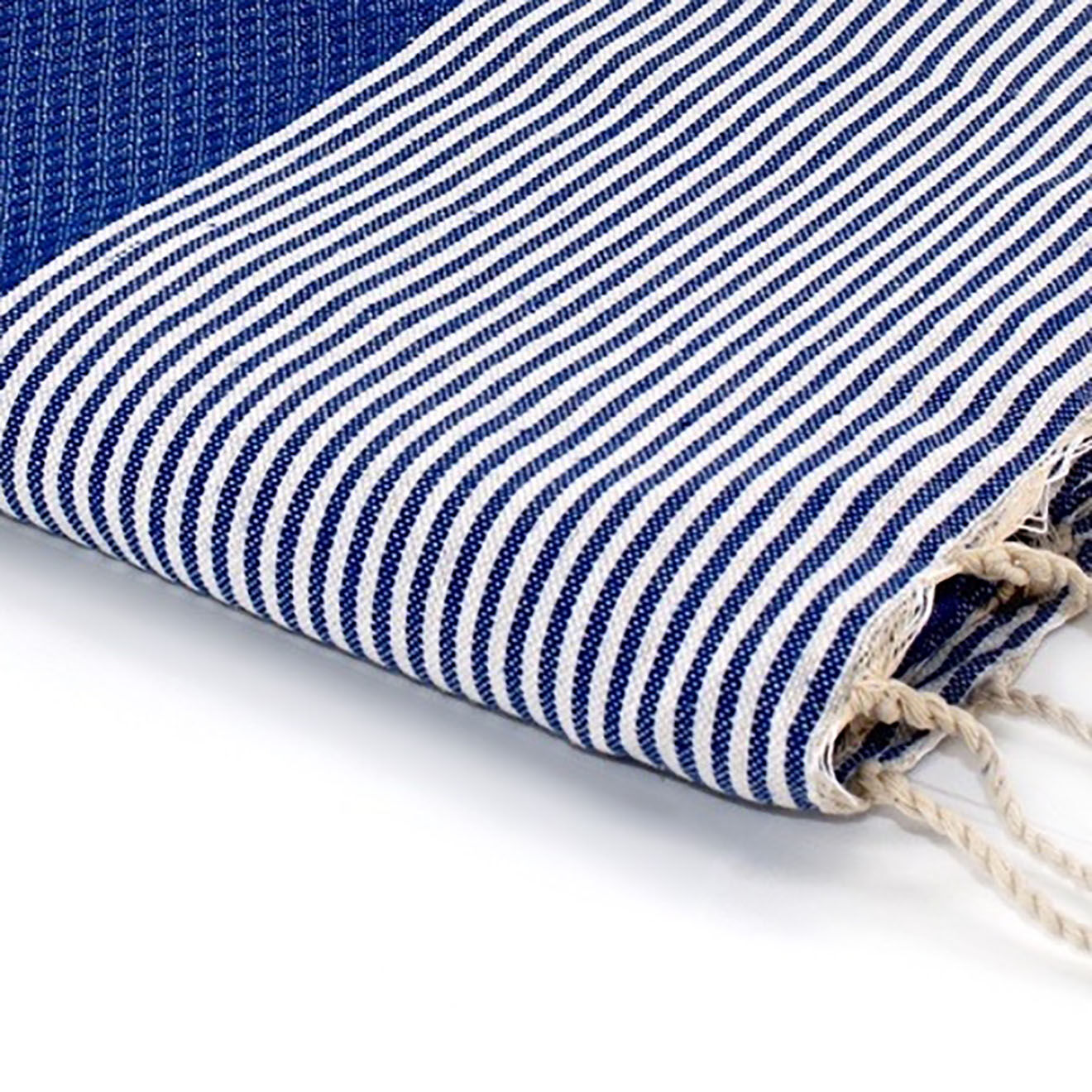 Febronie Fouta Nid d'Abeille Ibiza bleu grecque/blanc - 100x200 cm