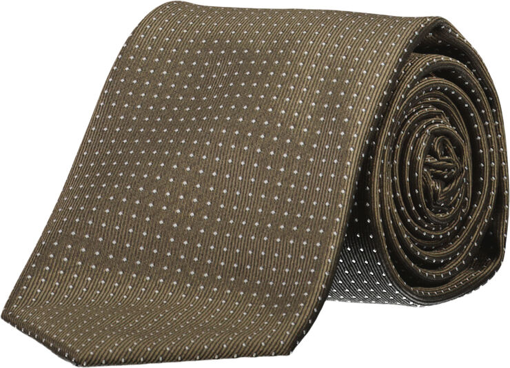 Lindbergh Polyester tie with dots 7 cm Camel