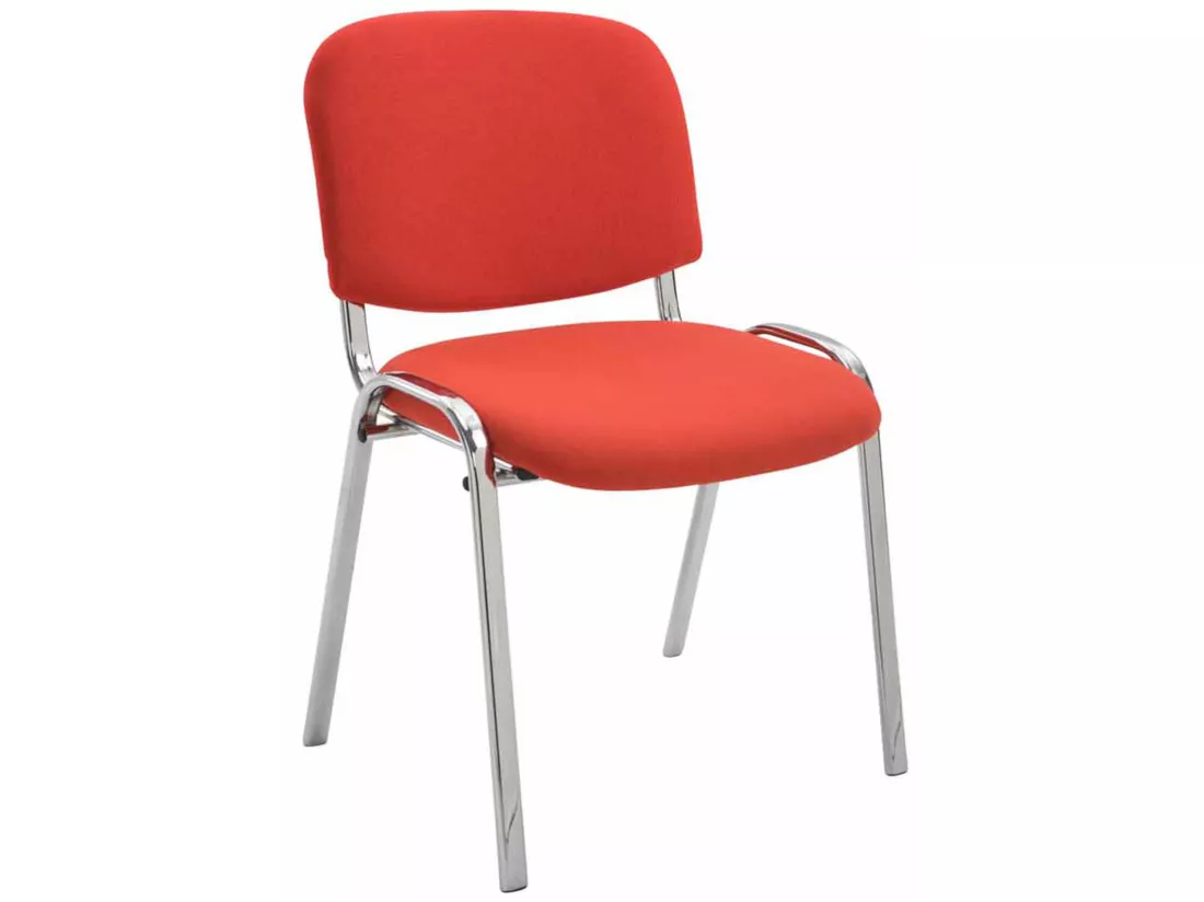 Lot de 4 Chaise de conférence - Tissu & Métal chromé - Rouge - Ken