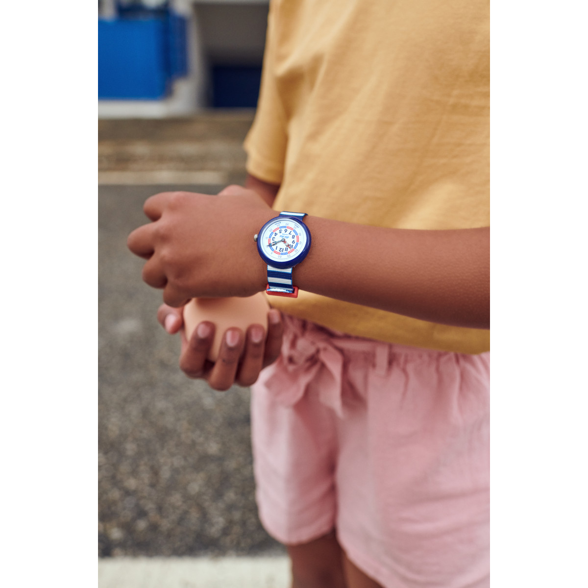 Montre FLIK FLAK Color my life Little boat enfant plastique biosourcé bracelet PET recyclé bleu