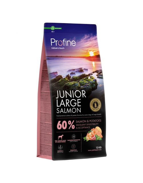 Profine Junior Large - Hondenvoer - Zalm 12 kg Roze Voor Puppy's En Jonge Honden Van Grot...