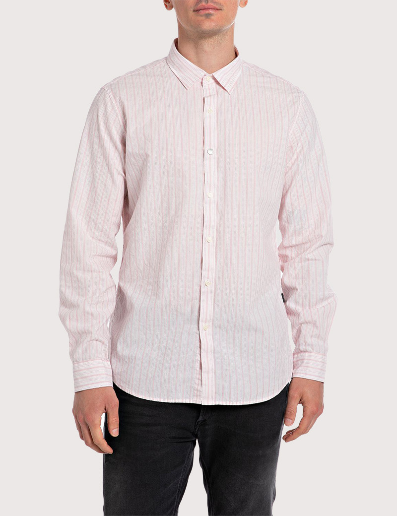 REPLAY CHEMISE HOMME REGULAR ROSE PÂLE