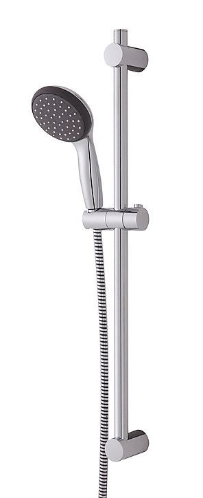 Kit de douche sans robinetterie avec douchette 2 jets + flexible + barre réglable, chrome, Grohe Vitalio Start 100