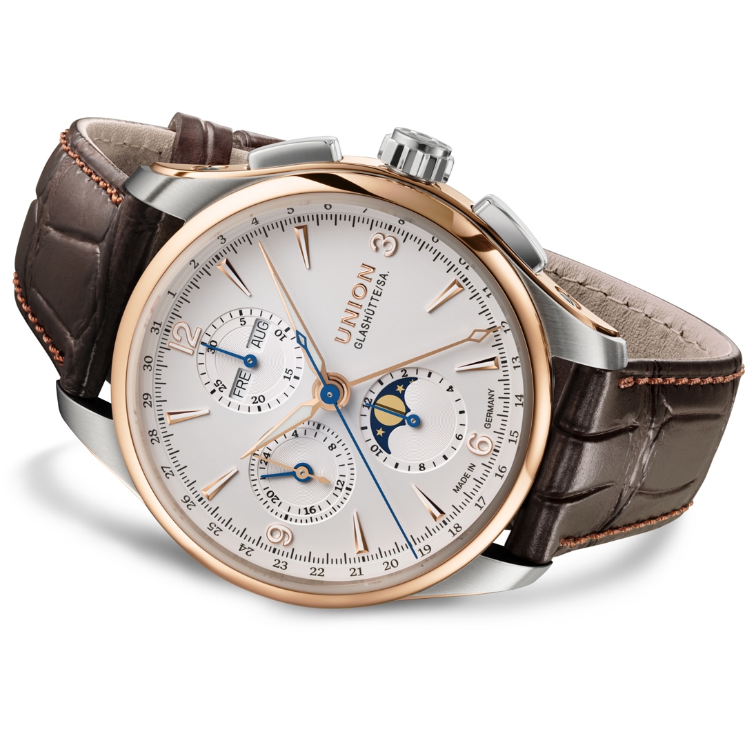 Union Glashütte Belisar Chronograph Mondphase Bicolor Weiss 42mm