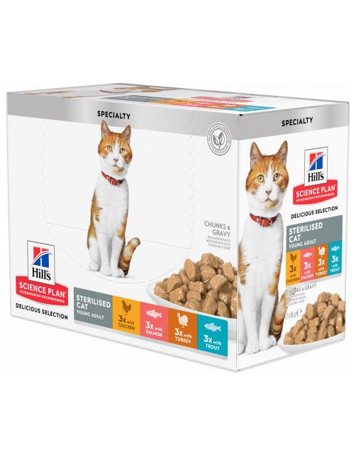 Hill's Feline Maaltijdzakjes Adult Sterilised - Kattenvoer - 12x85 g