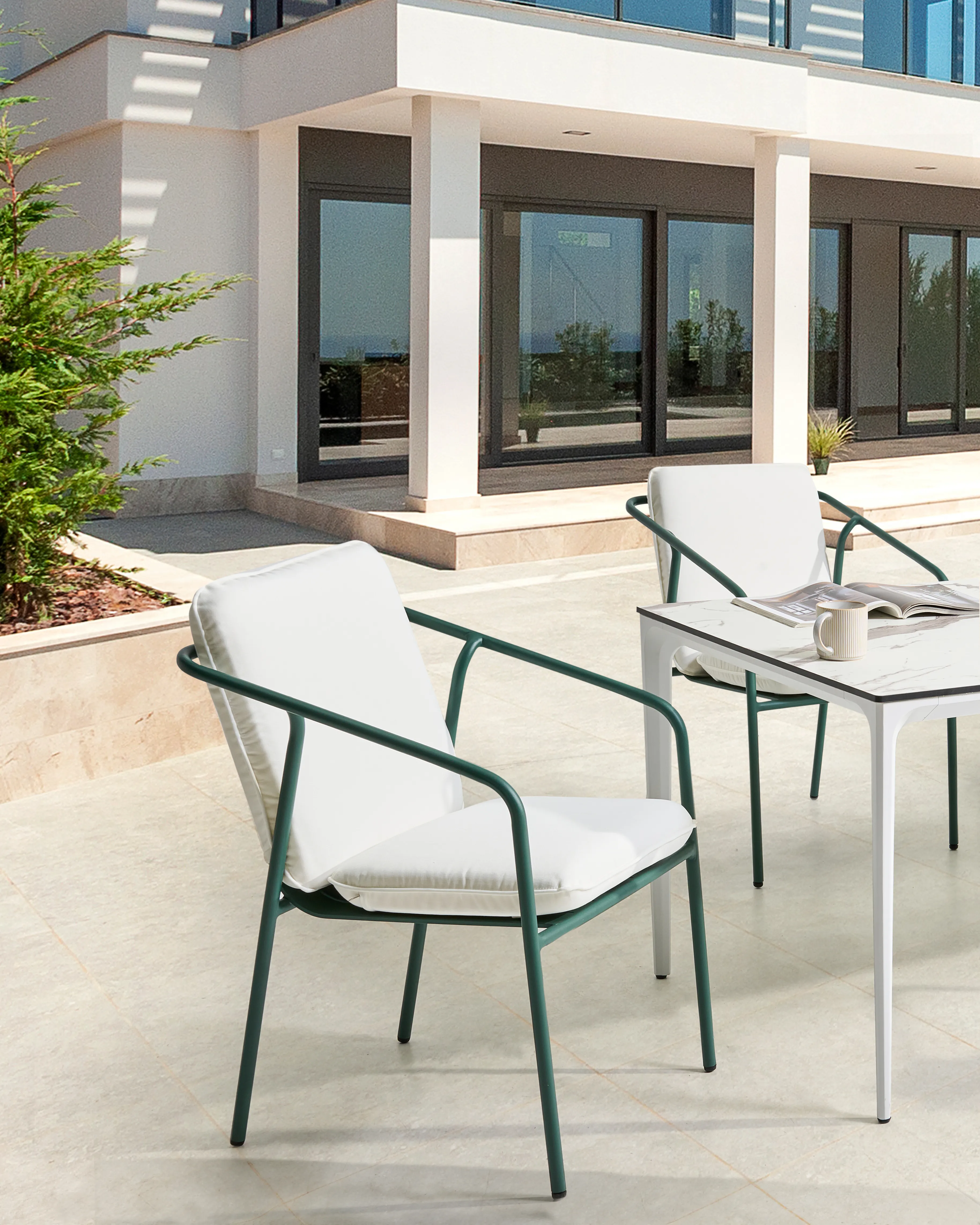 Set van 8 stoelen met zitkussen ASCIANO Metaal Groen