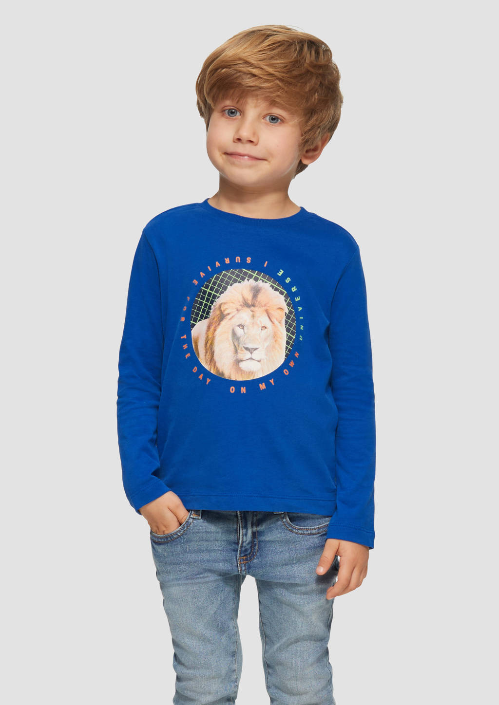 s.Oliver longsleeve met printopdruk blauw