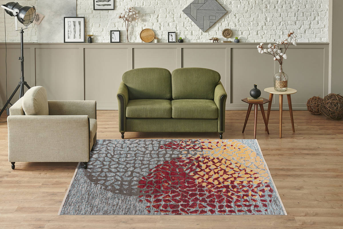Kurzflorteppich DILAN 400 - multicolor-rot - 80x150 cm