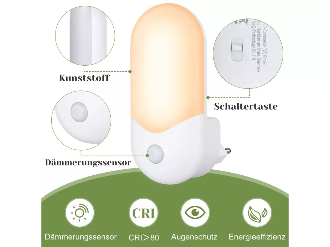 NETTLIFE veilleuse douille avec capteur crépusculaire LED lampe à douille chambre d'enfant lampe de nuit blanc chaud 1W