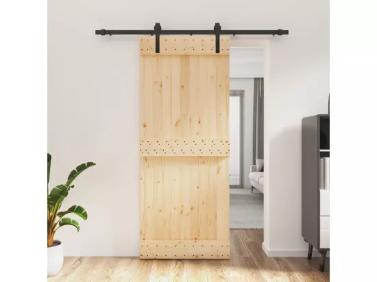 Porte coulissante et kit de quincaillerie 85x210 cm pin massif