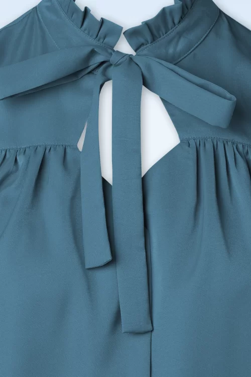 Vixen Tia Tie Neck blouse in duifblauw