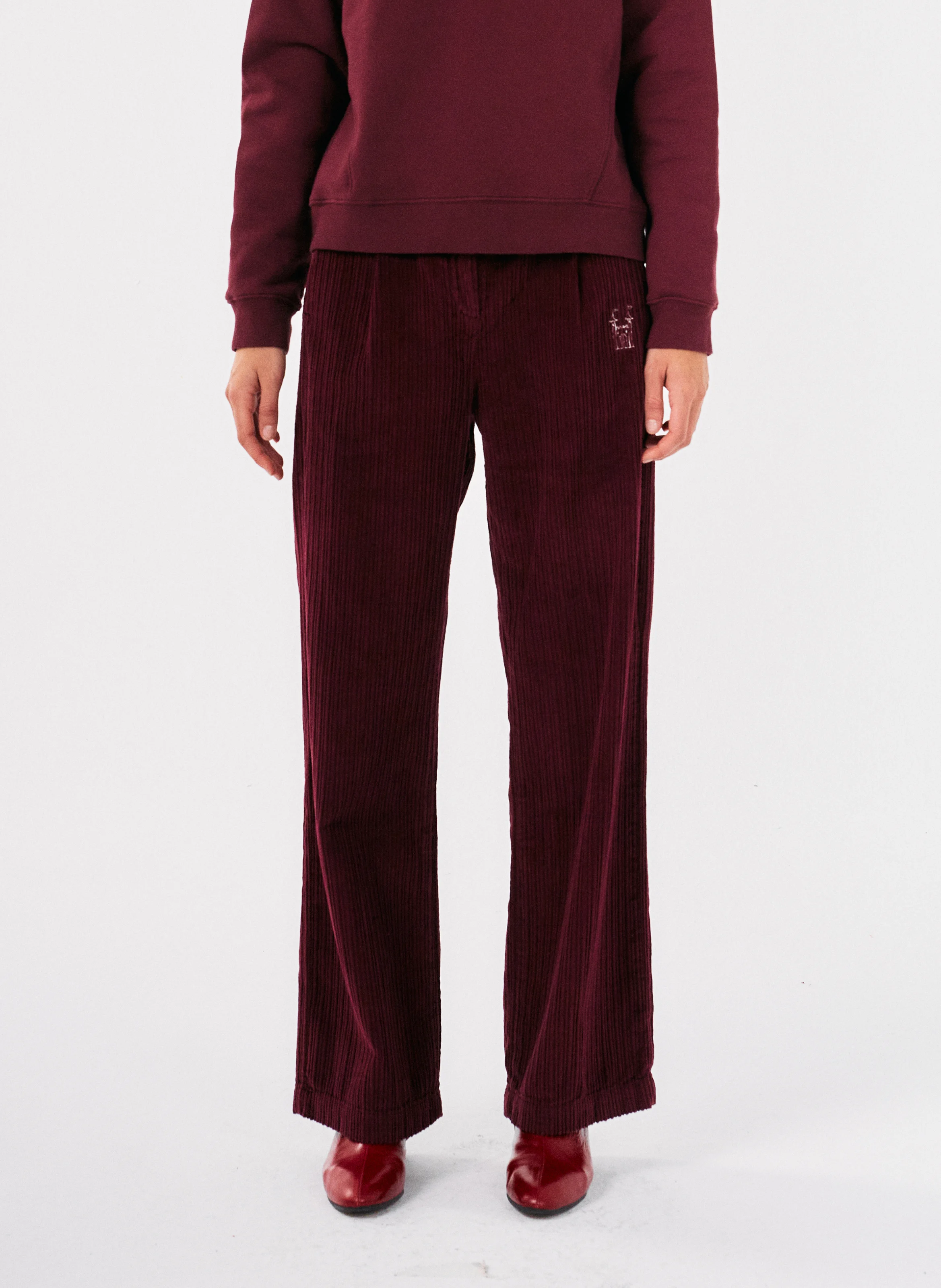 Pantalon large en coton | Rouge