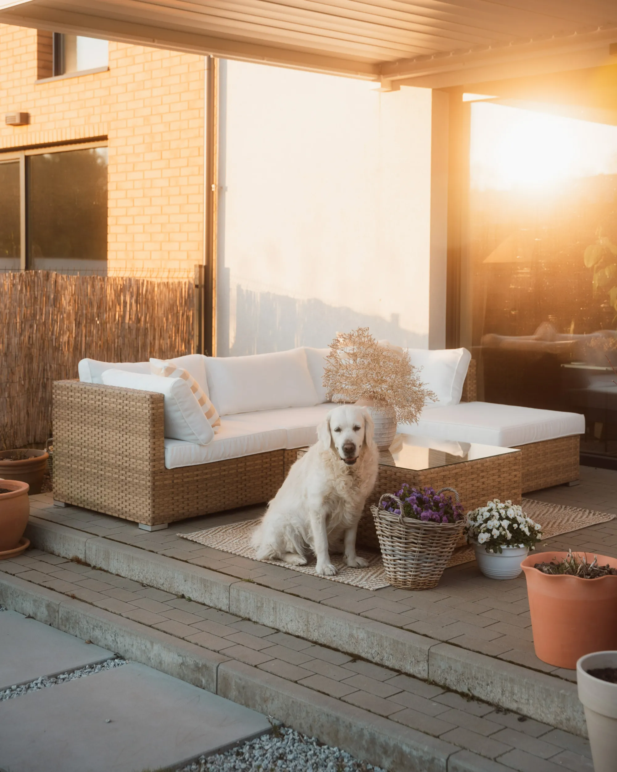 Tuin hoekloungeset met tafel 4-zits SANO rechtszijdig modulair PE rotan Natuurlijk