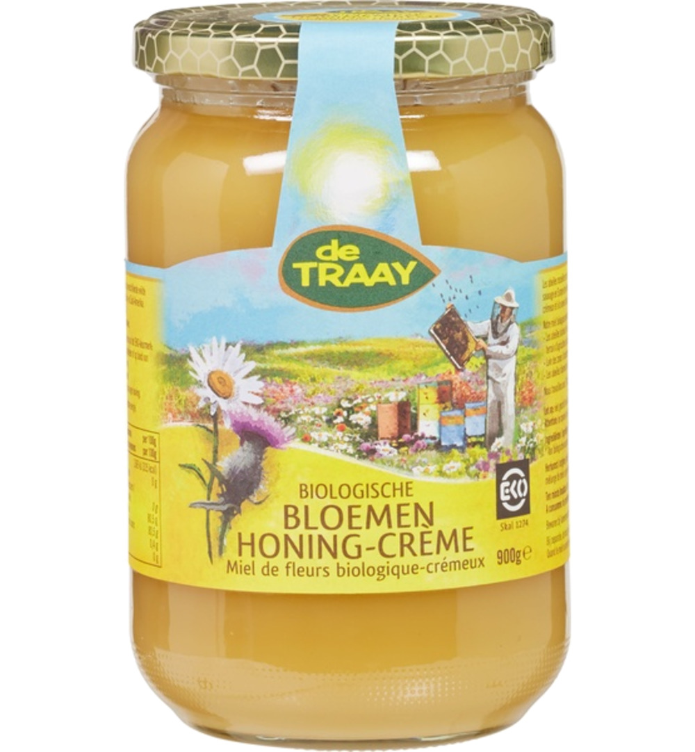 De Traay Bloemenhoning Creme Bio (900 gr)