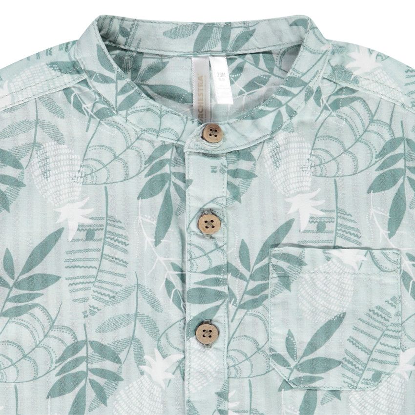 Chemise manches courtes imprimé feuillage pour bébé garçon - Bleu
