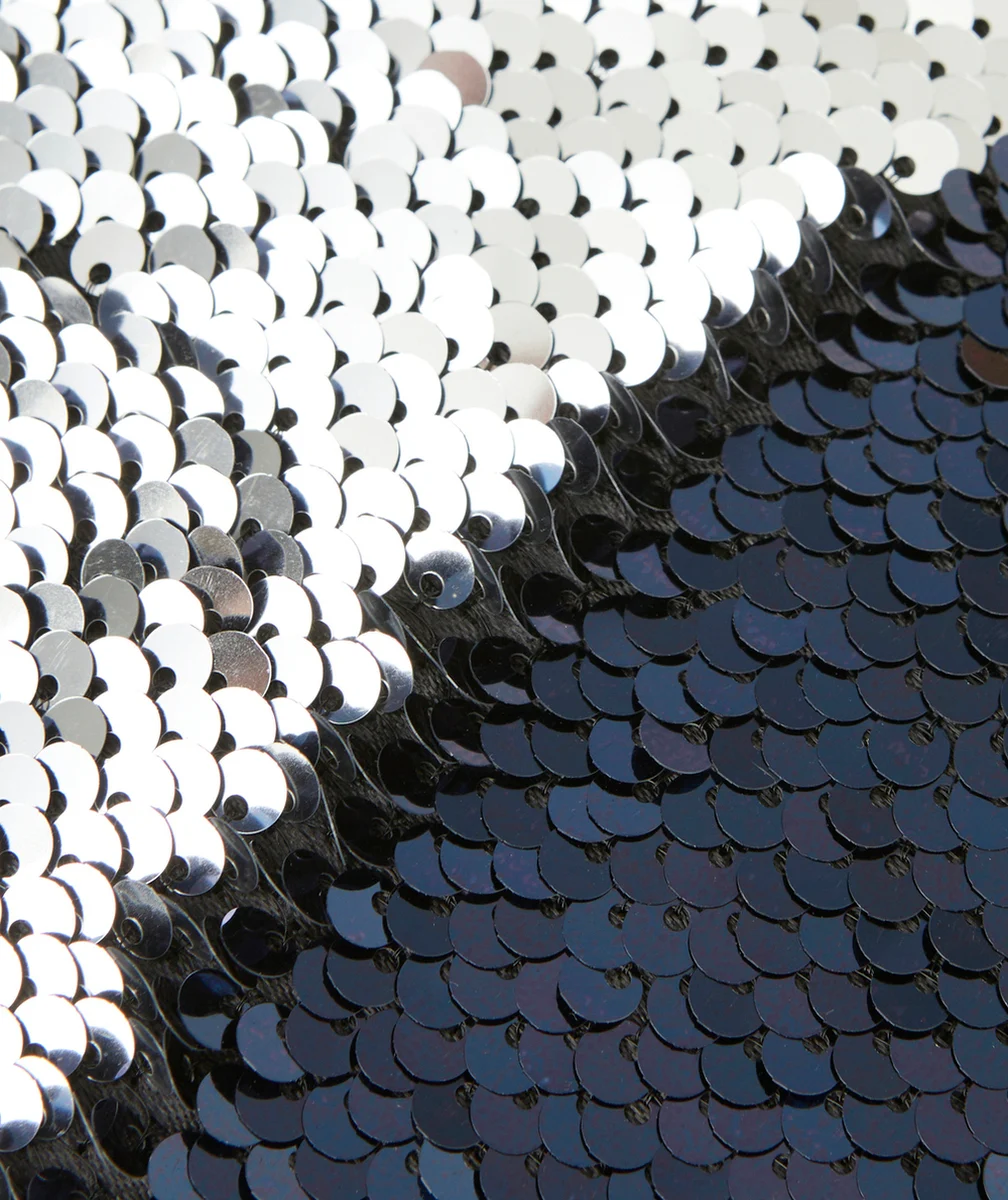 BÉRET FILLE À SEQUINS RÉVERSIBLES BLEU MARINE ET COULEUR ARGENTÉE