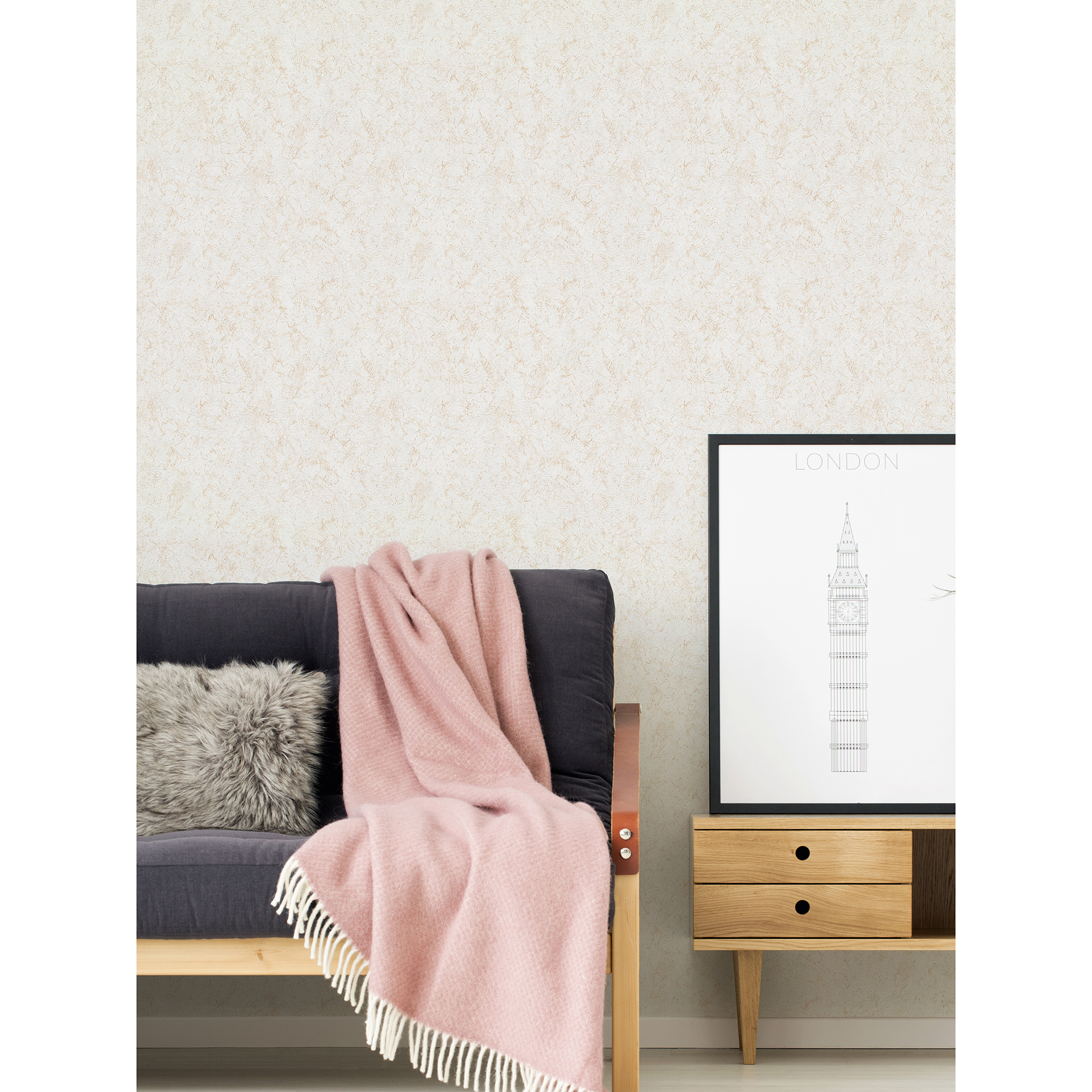 Papiertapete - beige - Struktur - 10 Meter