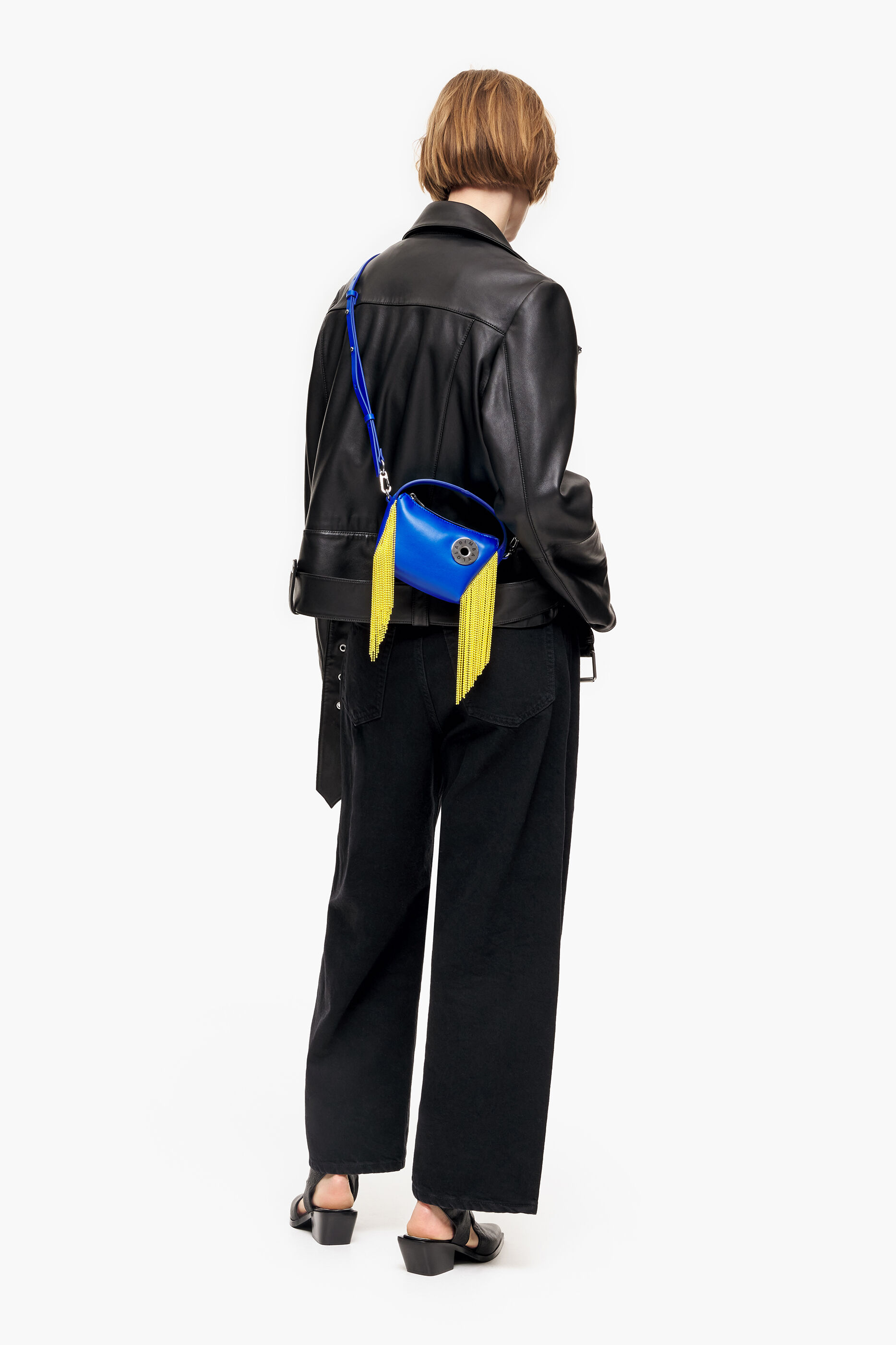 Bolsa hobo de couro azul elétrico tamanho XS