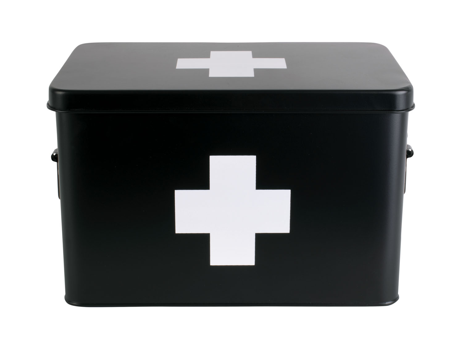 Medicine storage box large metal matt black