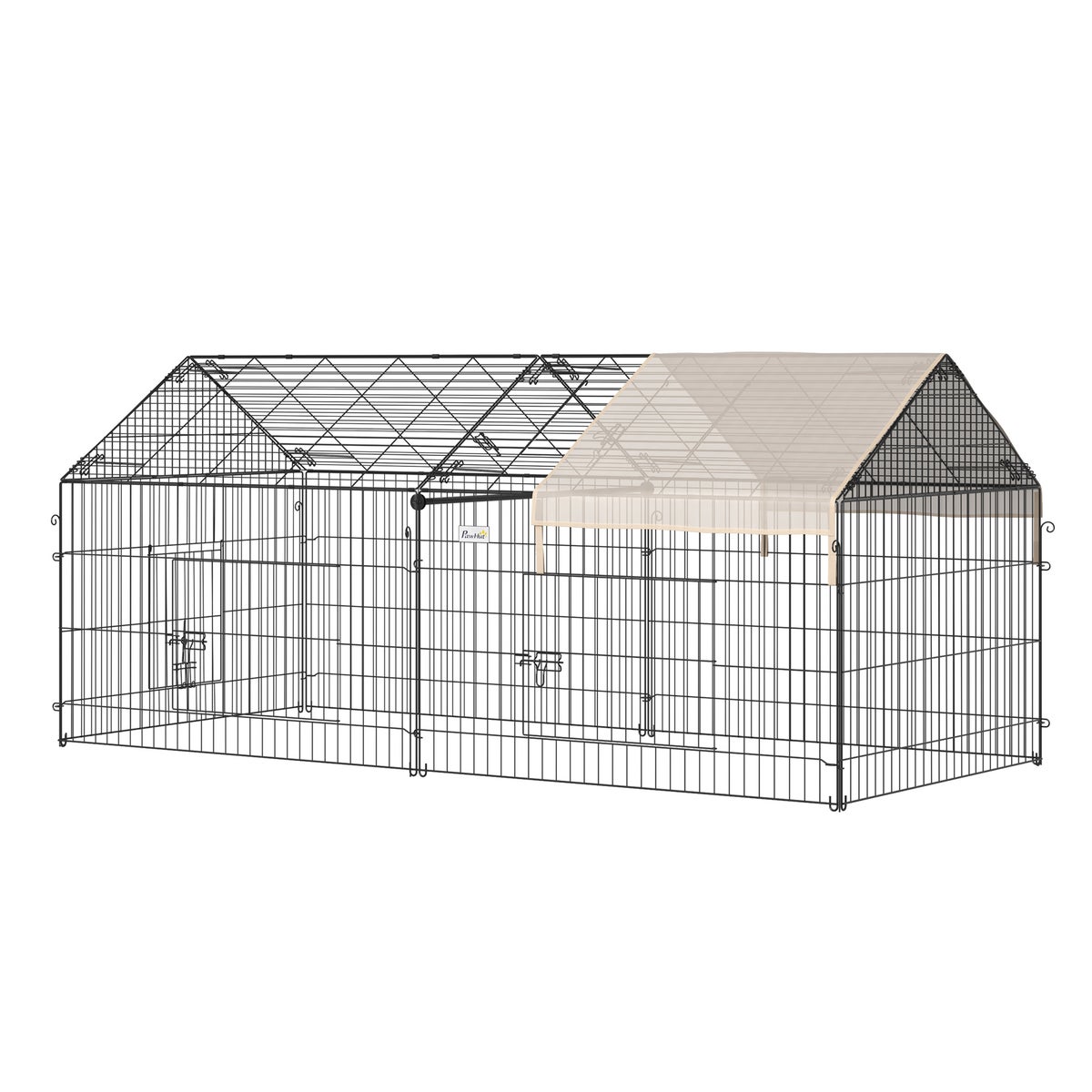 PawHut Outdoor Enclosure, kleine dierenverblijf, 220 x 103 x 103 cm, staal, beige