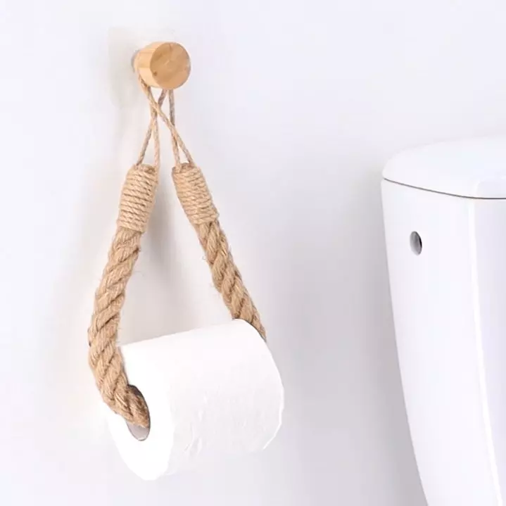 Dérouleur de papier - porte serviette adhésif Easy Chic Corde Naturel