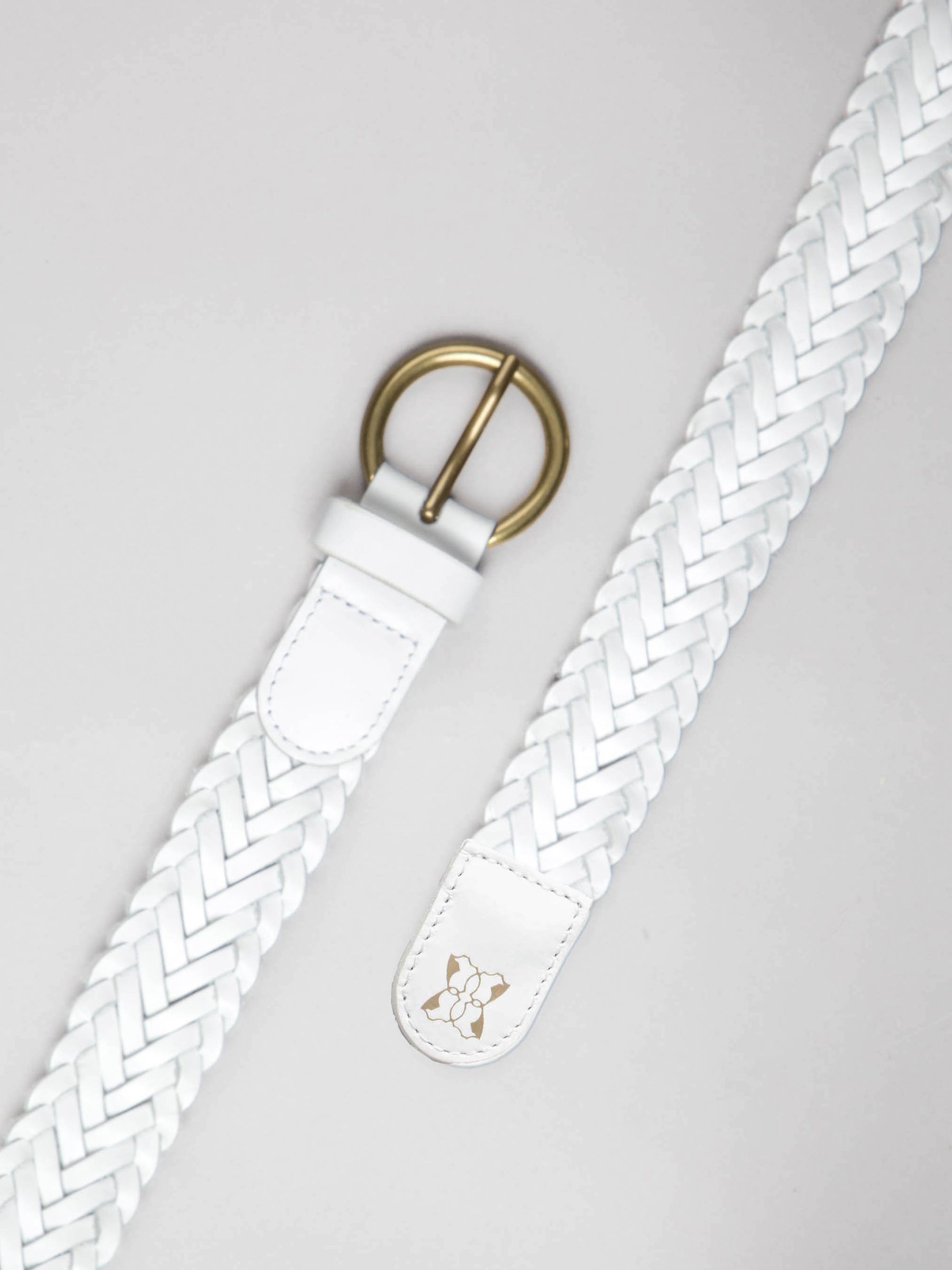 Wit - Lakeland Leather Waverton gevlochten riem