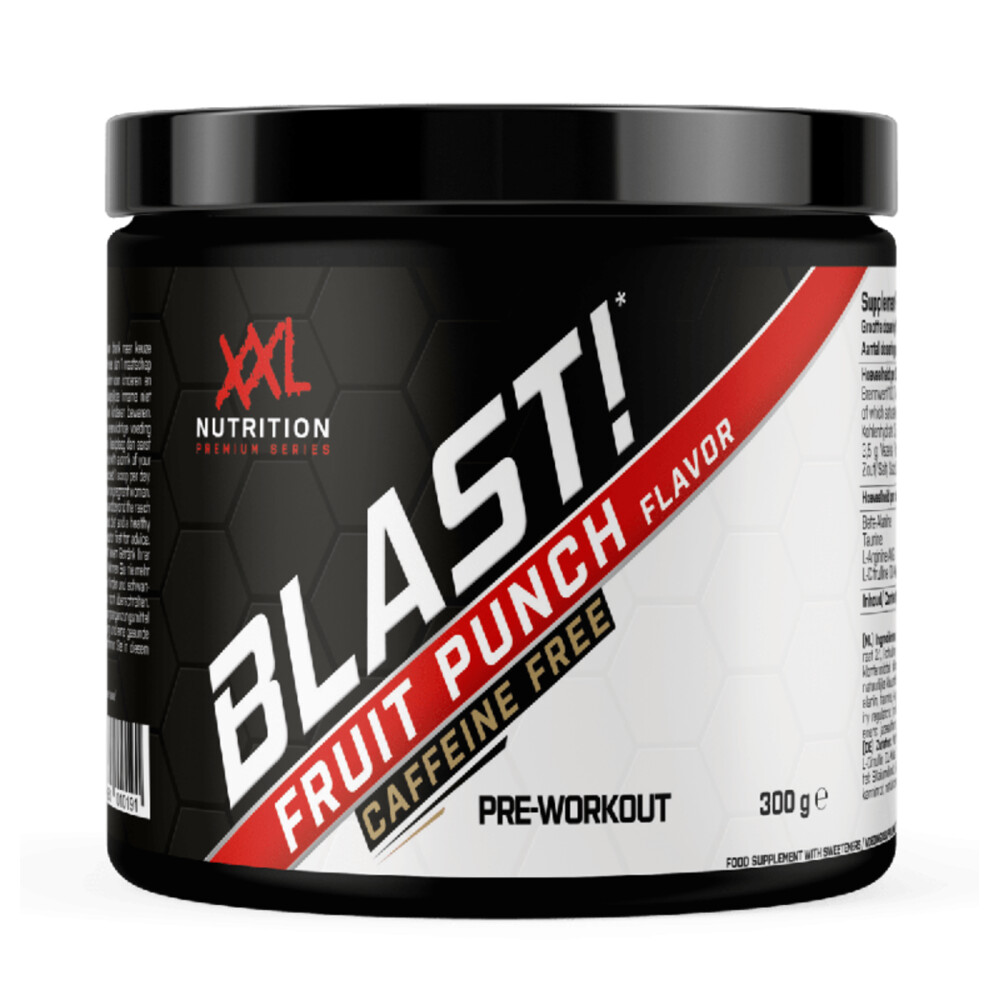 XXL Nutrition Blast Pre Workout Fruit Punch Cafeïnevrij300 gr